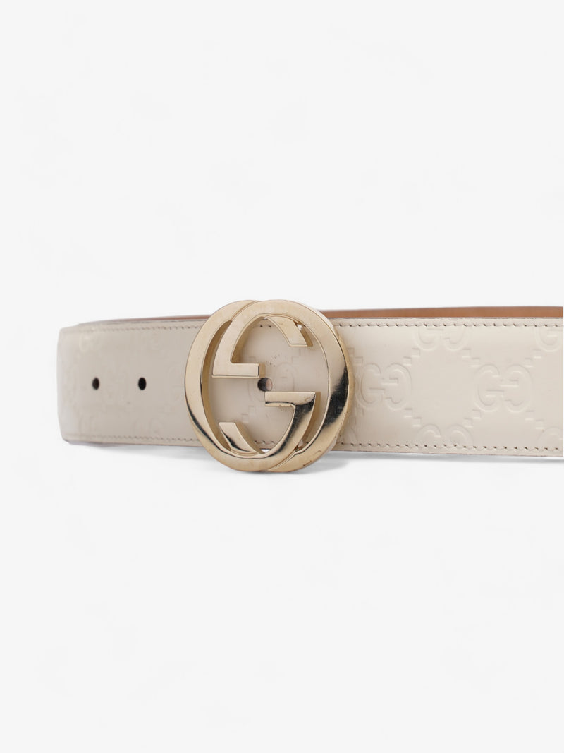  Gucci Interlocking G Belt White Leather 75cm 30