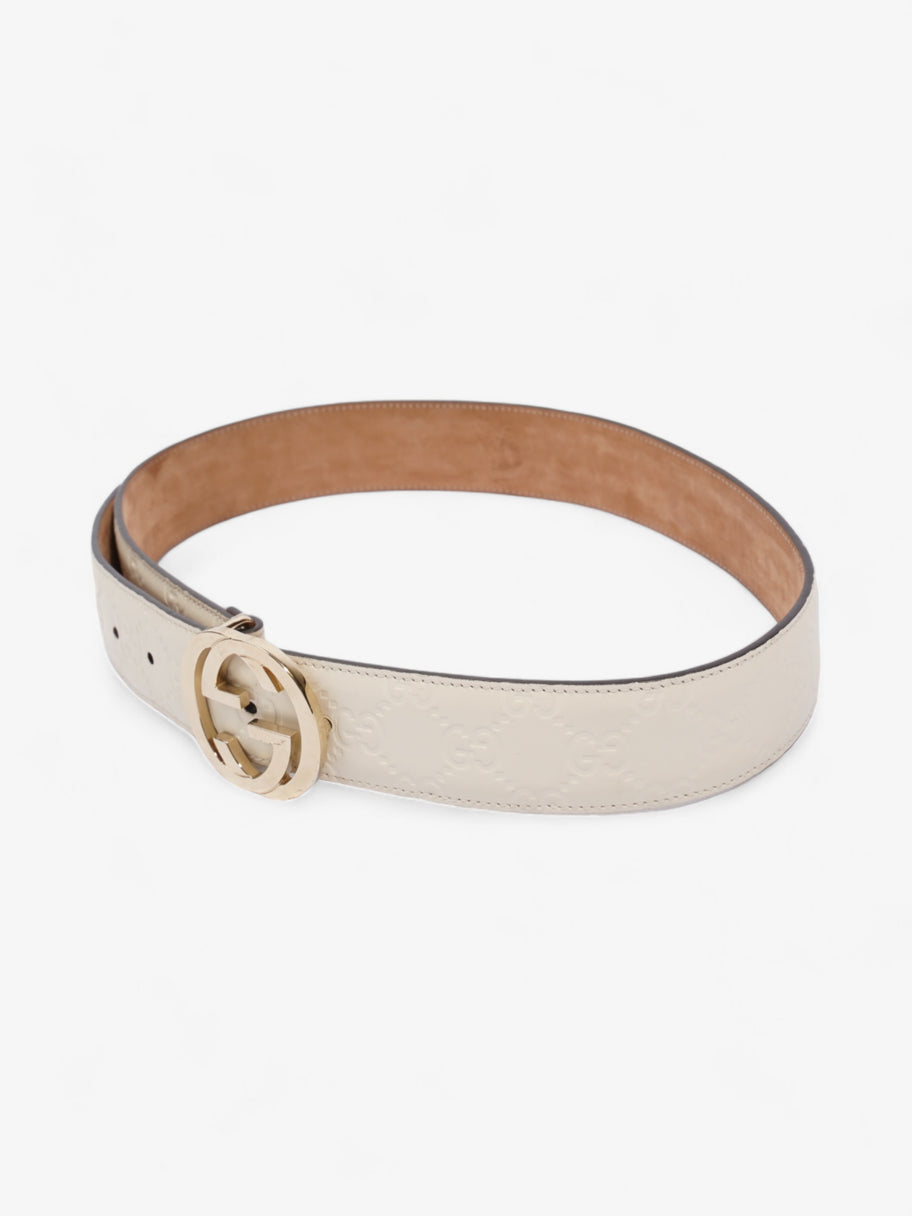 Gucci Interlocking G Belt White Leather 75cm 30