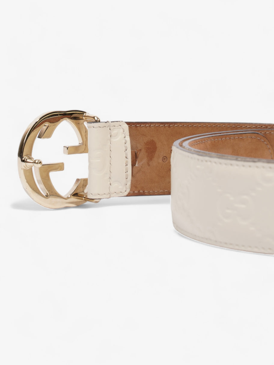 Gucci Interlocking G Belt White Leather 75cm 30