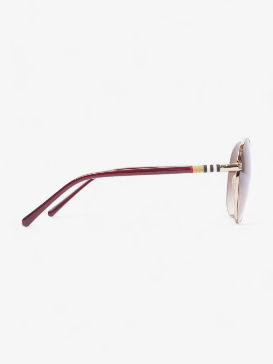 Round Eye Sunglasses Light Gold / Maroon Acetate 140 Image 5