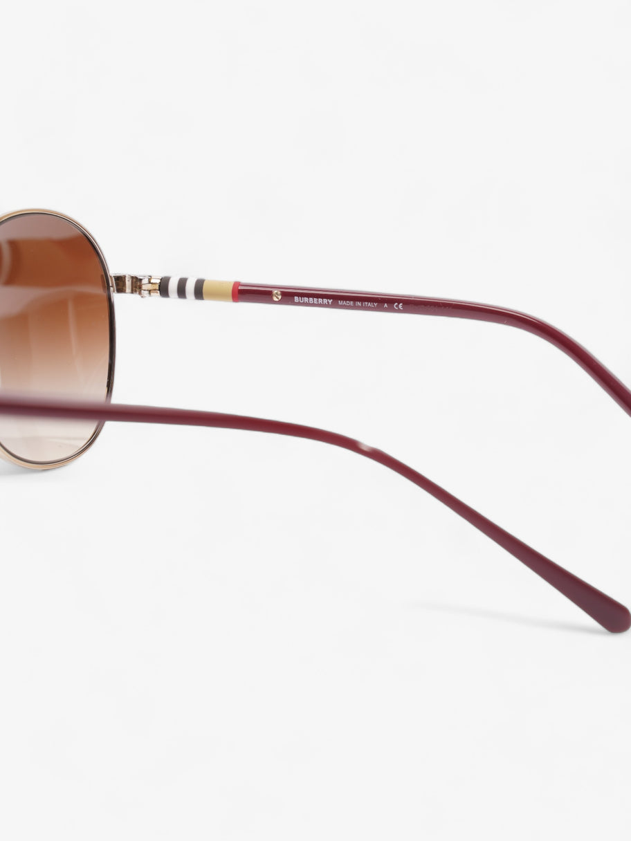 Round Eye Sunglasses Light Gold / Maroon Acetate 140 Image 7