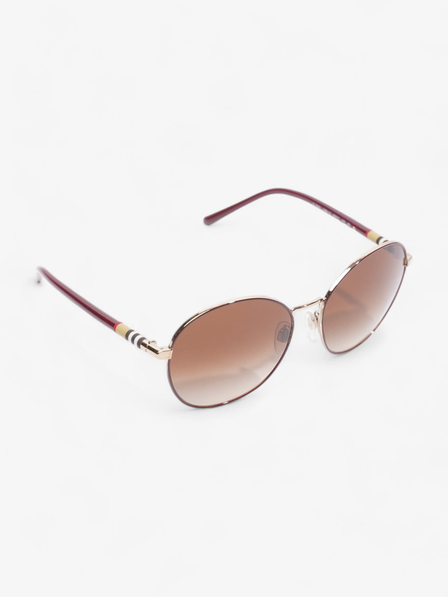 Round Eye Sunglasses Light Gold / Maroon Acetate 140 Image 8