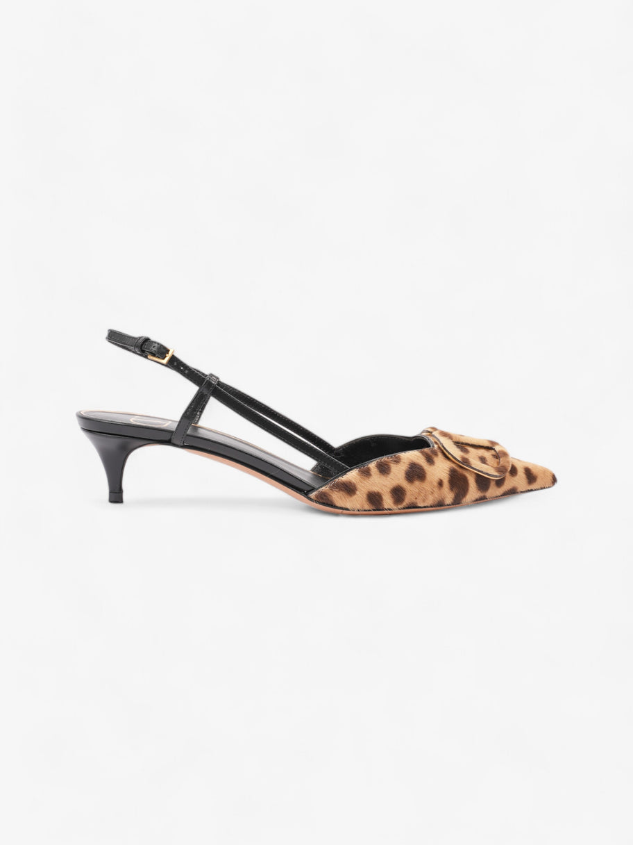 Valentino VLogo Slingback 45mm Leopard Print / Black Calf Hair EU 37 UK 4 Image 1