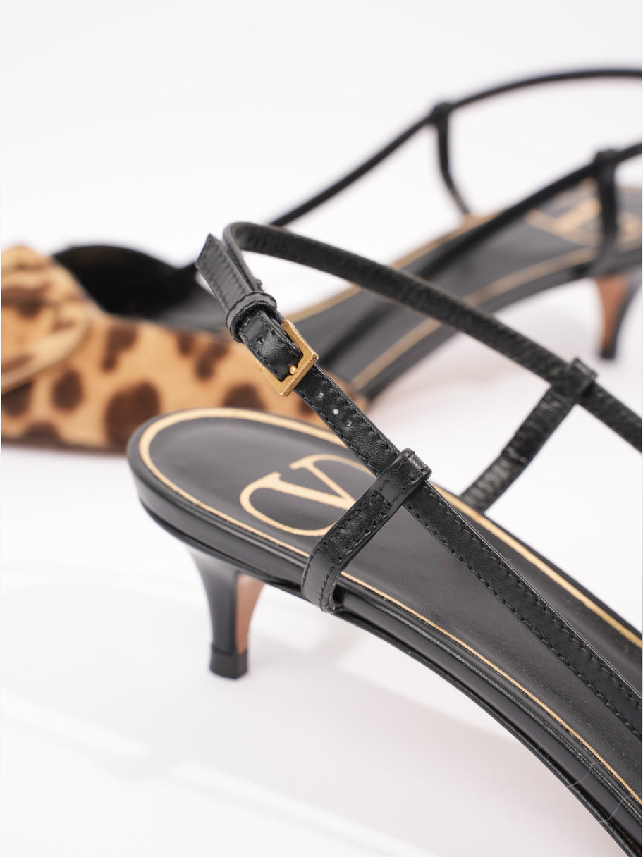 Valentino VLogo Slingback 45mm Leopard Print / Black Calf Hair EU 37 UK 4 Image 10