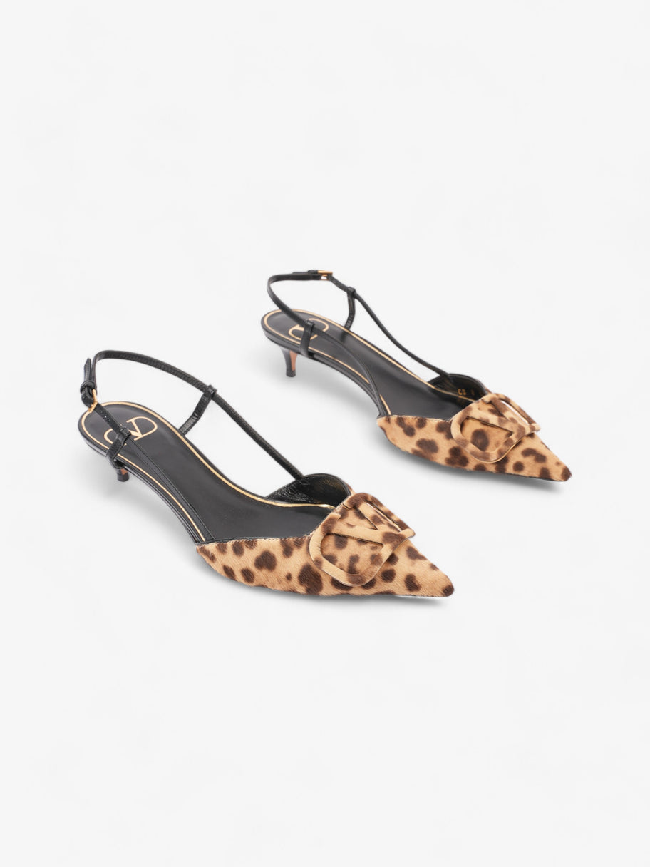 Valentino VLogo Slingback 45mm Leopard Print / Black Calf Hair EU 37 UK 4 Image 2