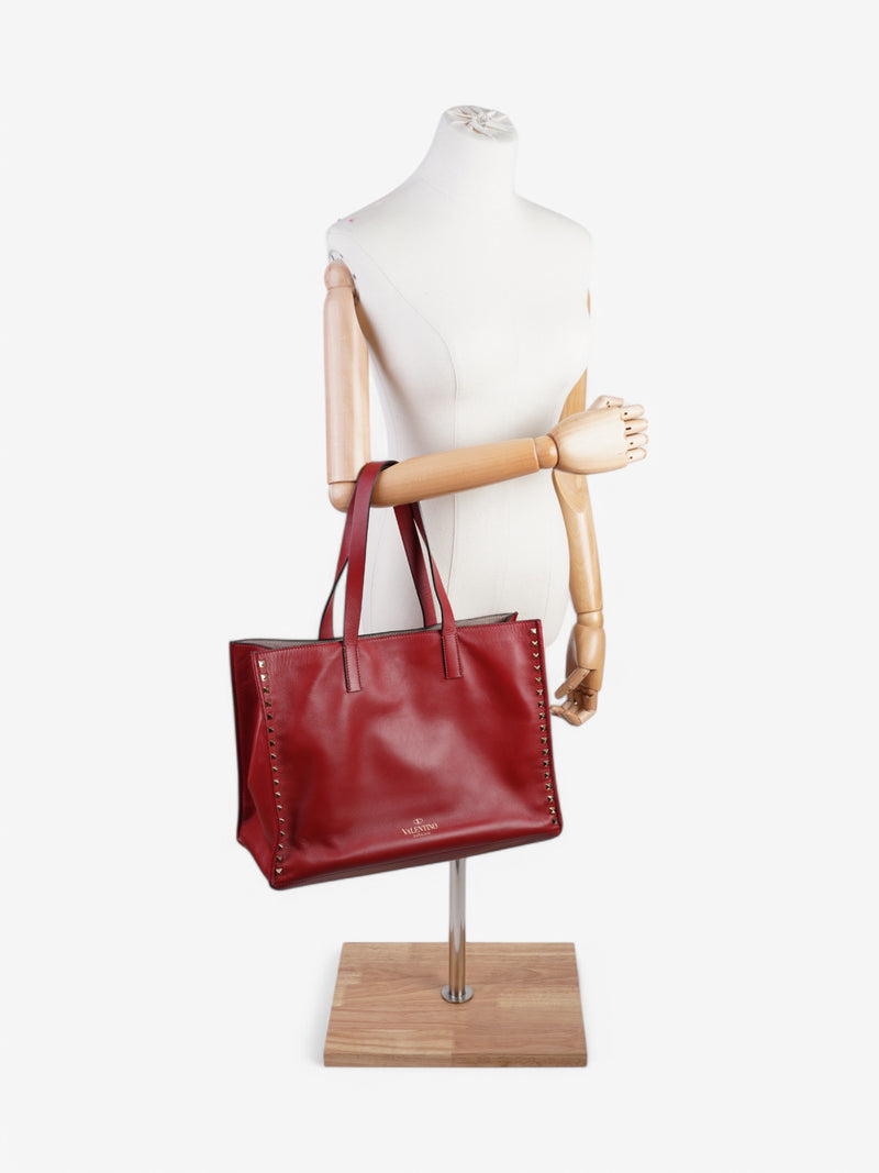  Valentino Rockstud Tote Red Nappa Leather Medium