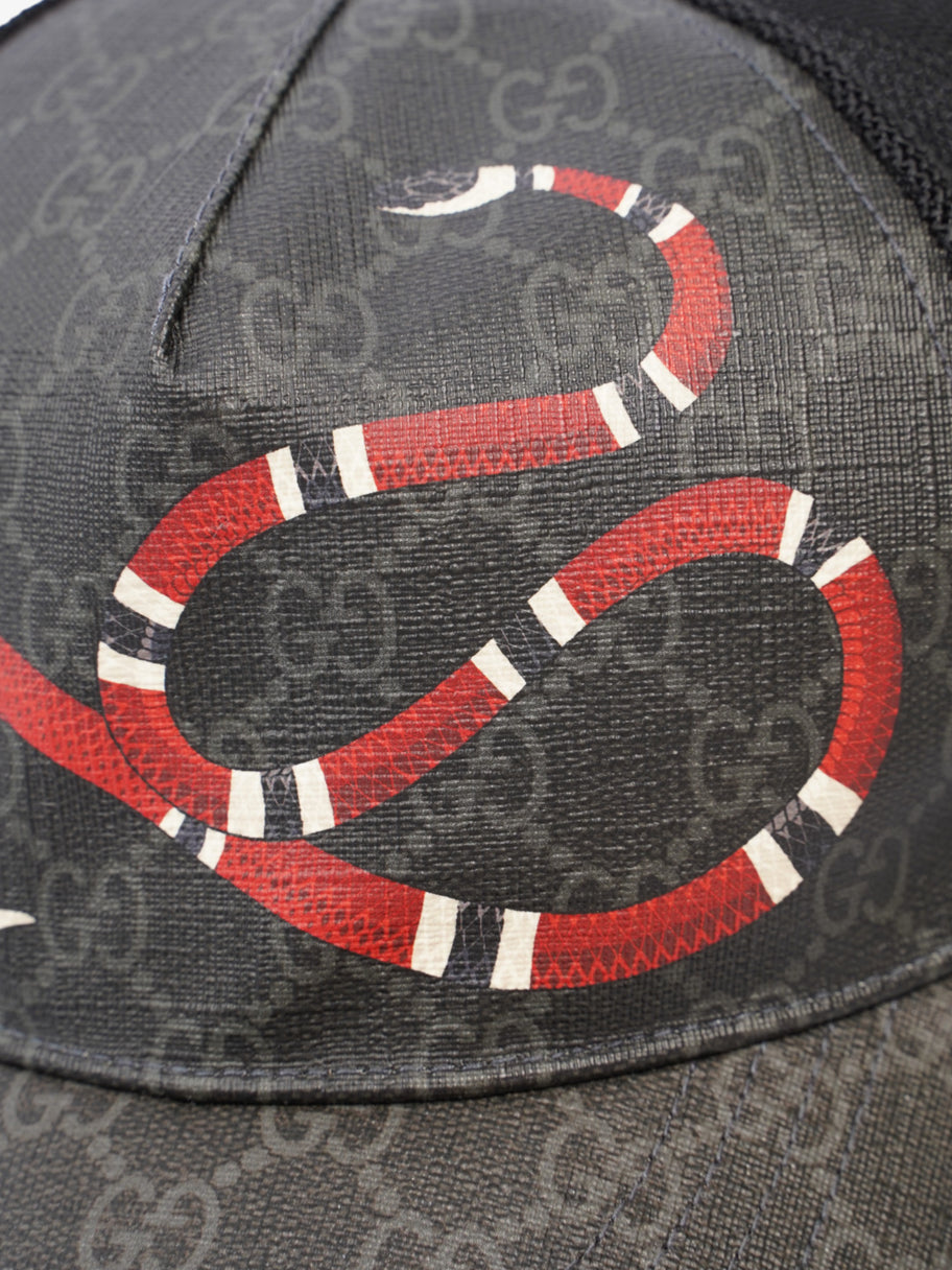 Gucci Kingsnake Print Cap Black GG Supreme / Red Snake Coated Canvas Medium Image 7