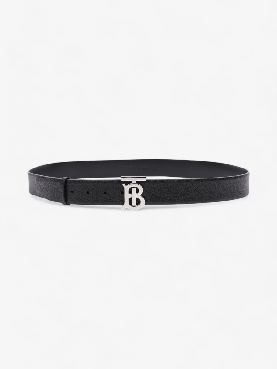 Burberry Monogram TB Belt Black / Silver Leather 110cm / 44