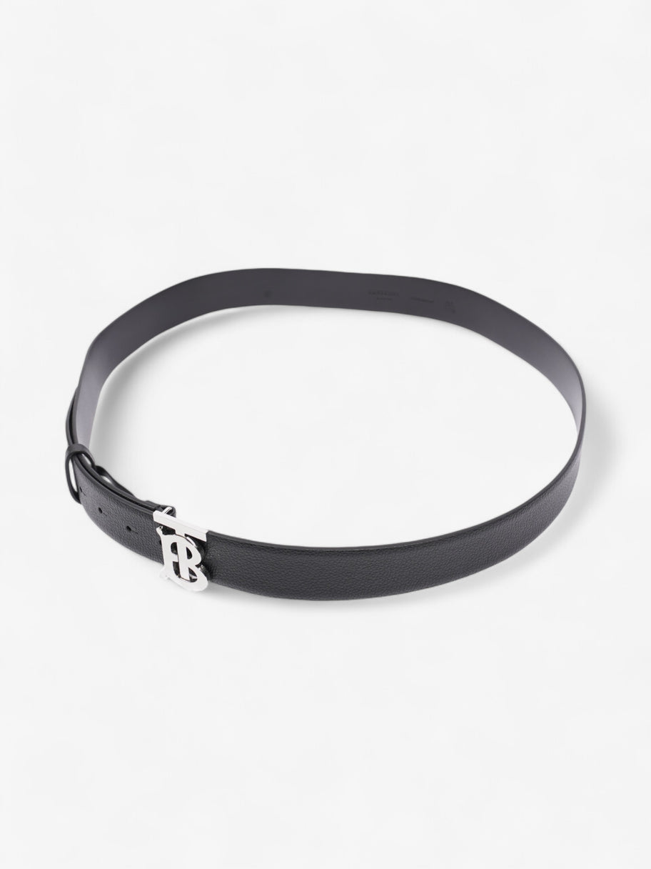 Burberry Monogram TB Belt Black / Silver Leather 110cm / 44