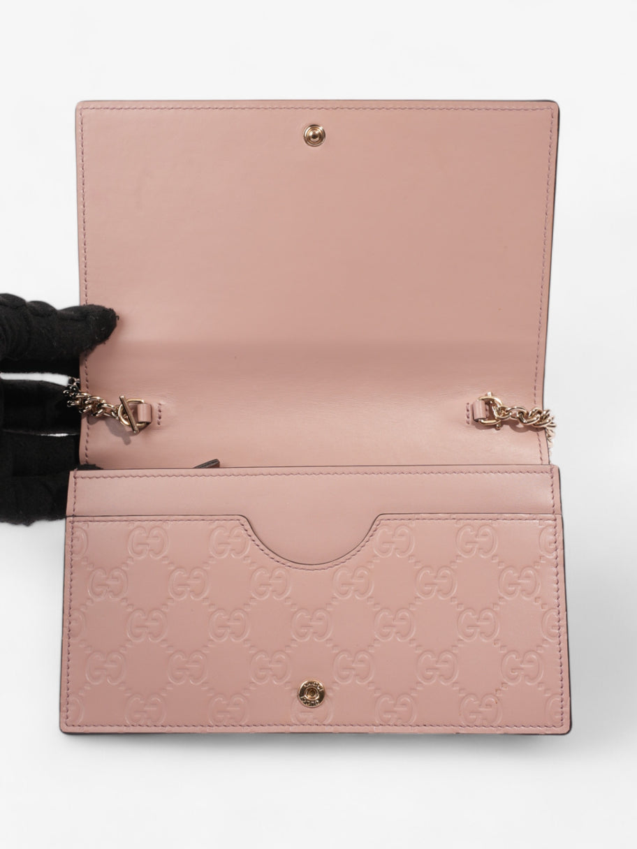 Gucci Bow Continental Chain Wallet Pink Guccissima Leather Image 8