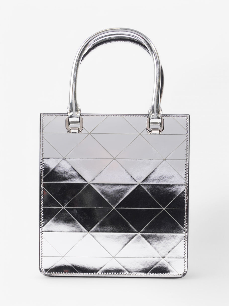 Prada Convertible Open Chain Tote Triangle Silver Leather Small Image 4