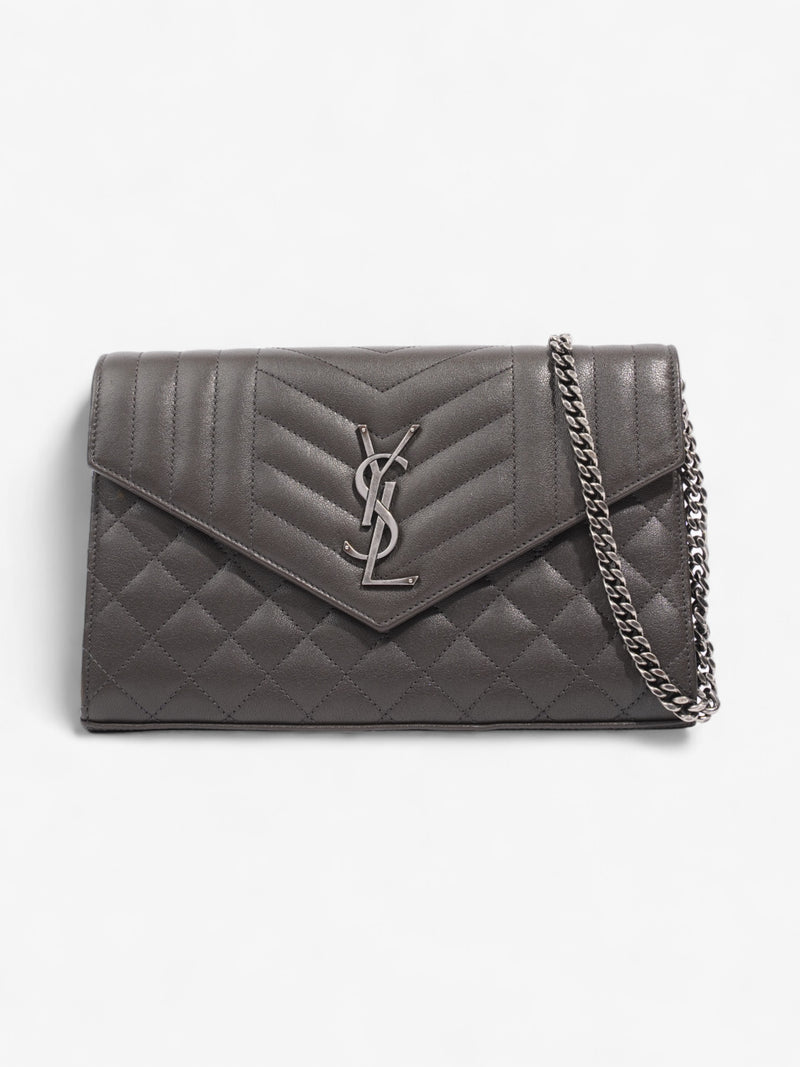  Saint Laurent Envelope Wallet On Chain Grey Leather