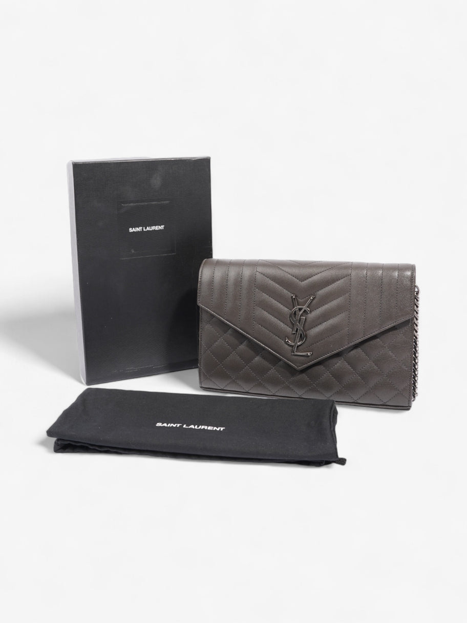 Saint Laurent Envelope Wallet On Chain Grey Leather Image 9