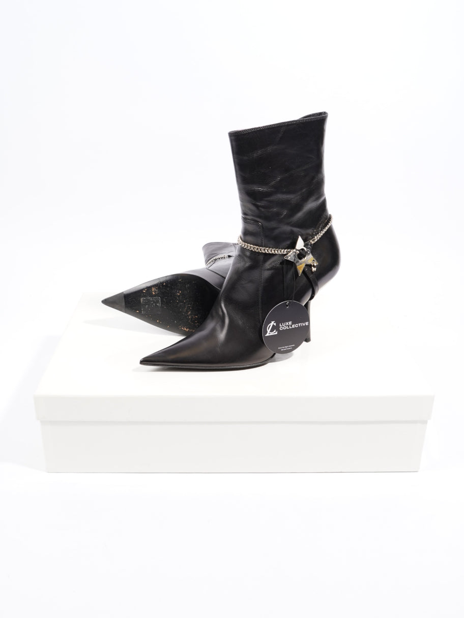 Christian Dior D Star Pointed Heeled Boots 75mm Black / Silver Leather EU 39 UK 6 Image 9