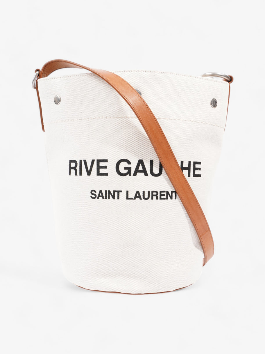 Saint Laurent Rive Gauche Tote White / Brown / Black Cotton Image 1