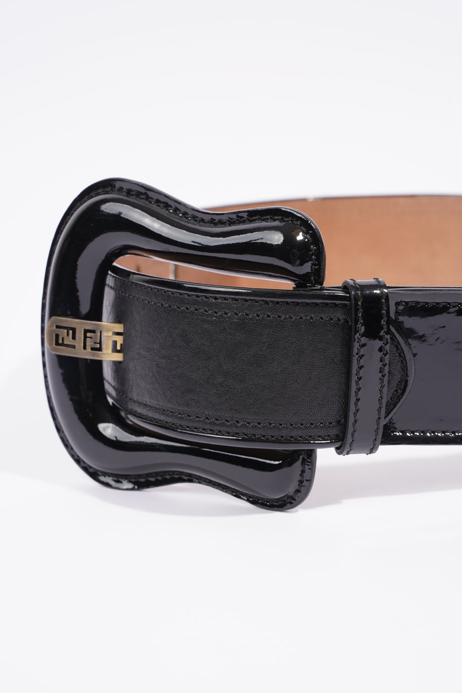 Wide Giant Buckle Belt Black Leather 85cm 34'' Image 3