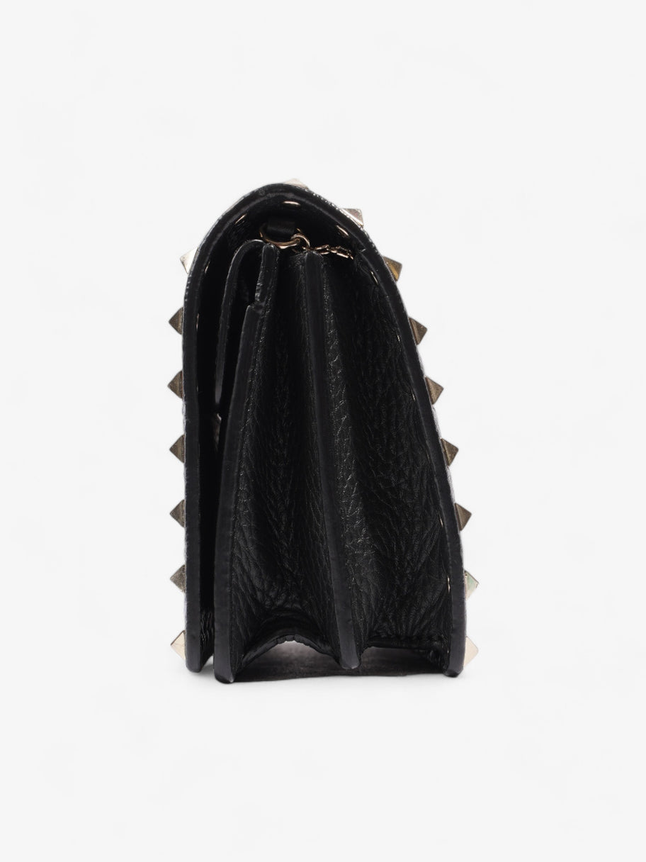 Valentino Rockstud Wallet On Chain Black Calfskin Leather Image 3