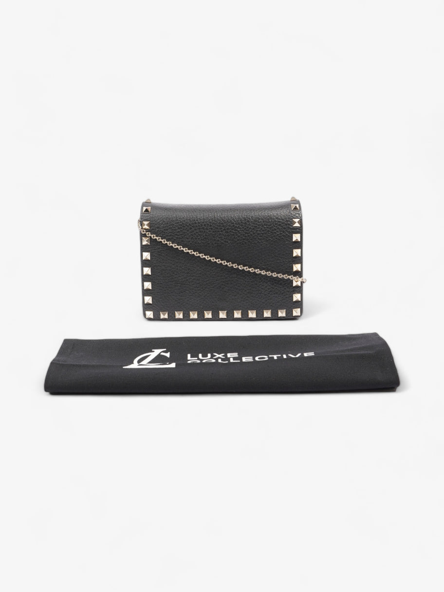 Valentino Rockstud Wallet On Chain Black Calfskin Leather Image 8