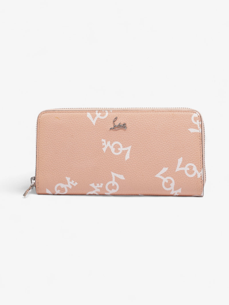  Christian Louboutin Love Zip Around Wallet Peach / White Leather