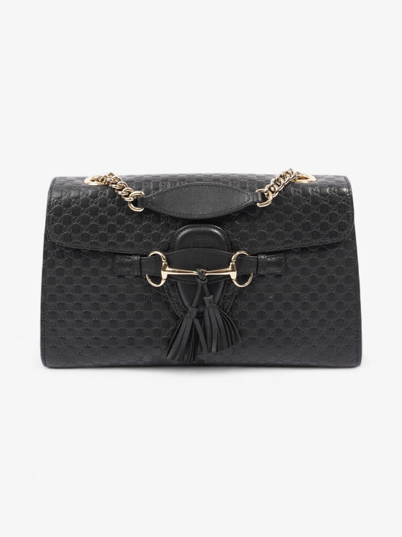  Gucci Emily Guccissima Chain Black Leather Medium