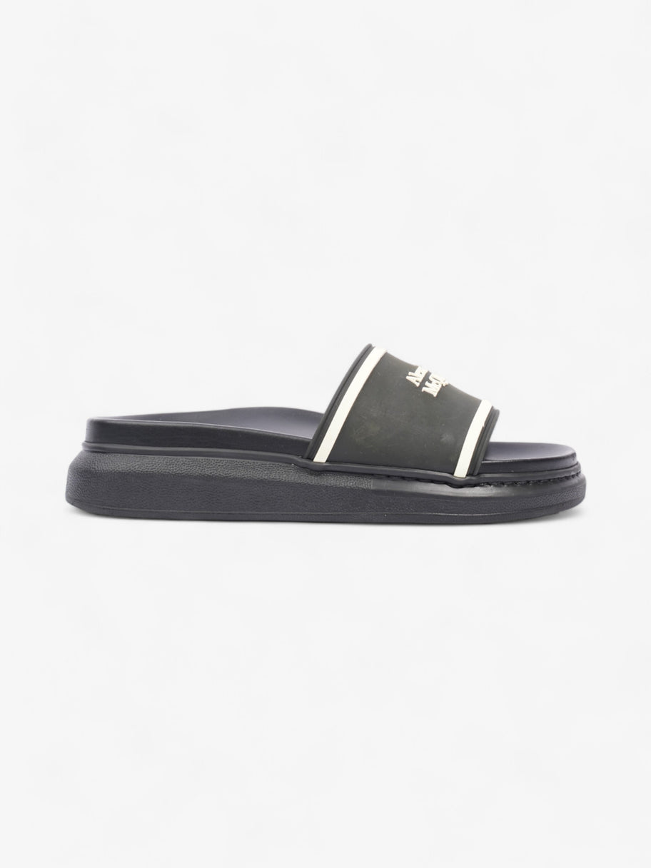 Alexander McQueen Logo Embossed Slides Black / White Rubber EU 38 UK 5 Image 1