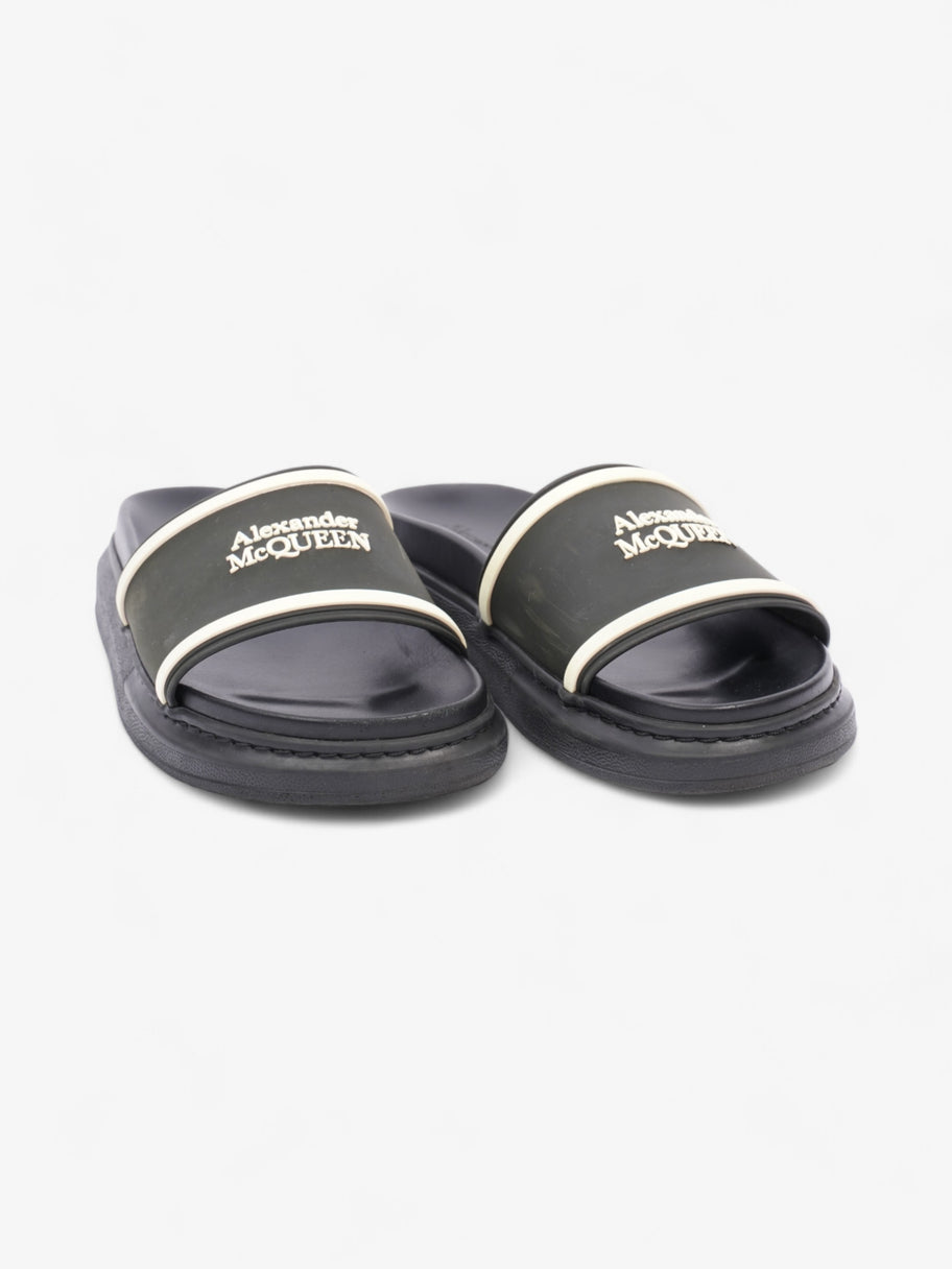 Alexander McQueen Logo Embossed Slides Black / White Rubber EU 38 UK 5 Image 2