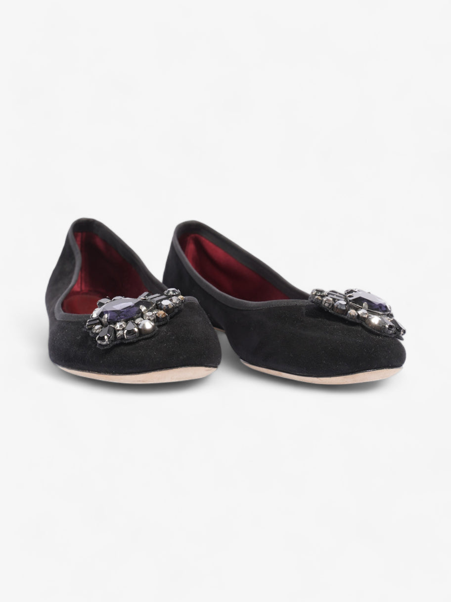 Chloe Embellished Ballet Pumps Black Suede EU 39 UK 6 Image 2