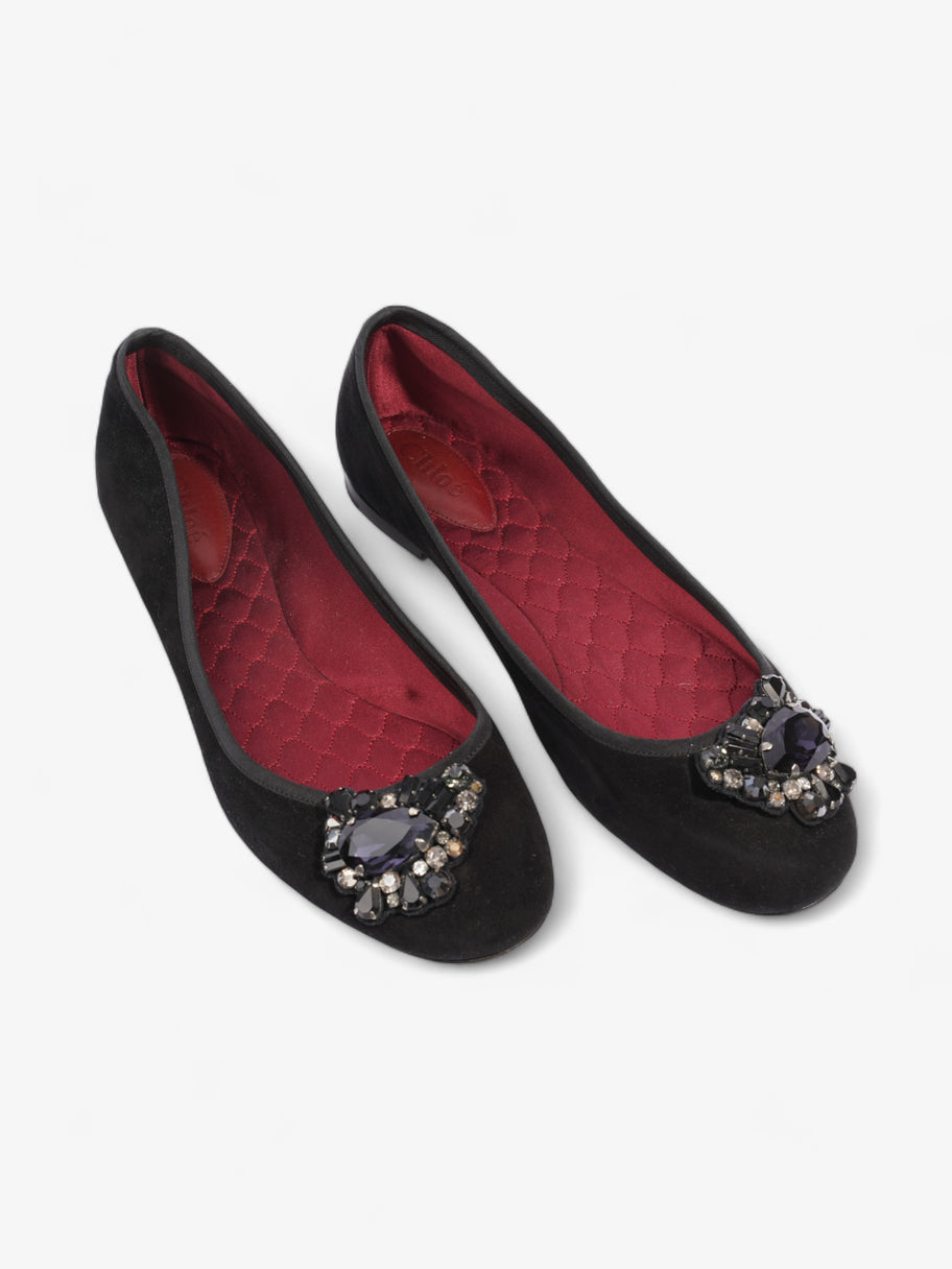 Chloe Embellished Ballet Pumps Black Suede EU 39 UK 6 Image 8