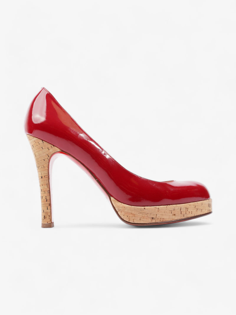  Christian Louboutin Cork Platform Heels 110mm Red Patent Leather EU 39 UK 6