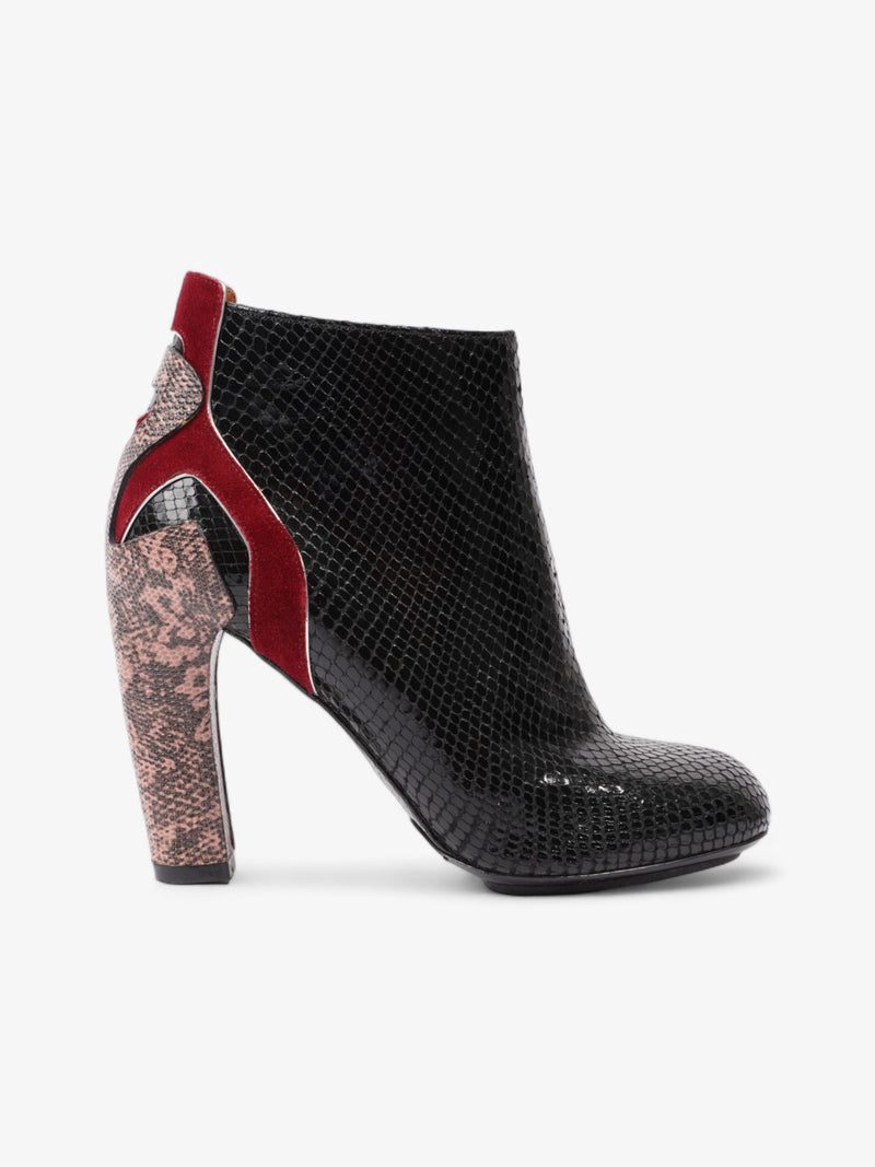  Dries Van Noten Heeled Snakeprint Boots 90mm Black / Red Patent Leather EU 39 UK 6