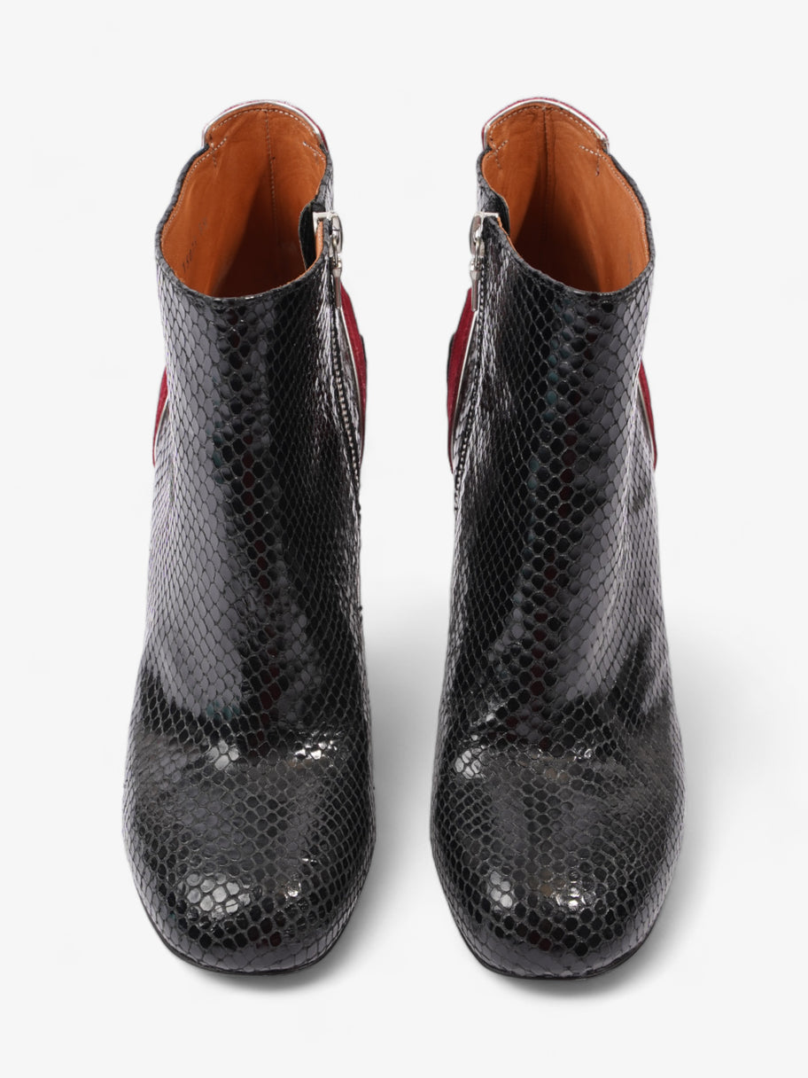 Dries Van Noten Heeled Snakeprint Boots 90mm Black / Red Patent Leather EU 39 UK 6 Image 8