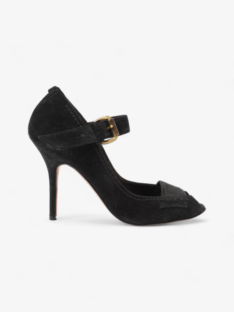 Manolo Blahnik Peep-Toe Mary-Jane Heels 80mm Black Suede EU 39.5 UK 6.5 Image 1