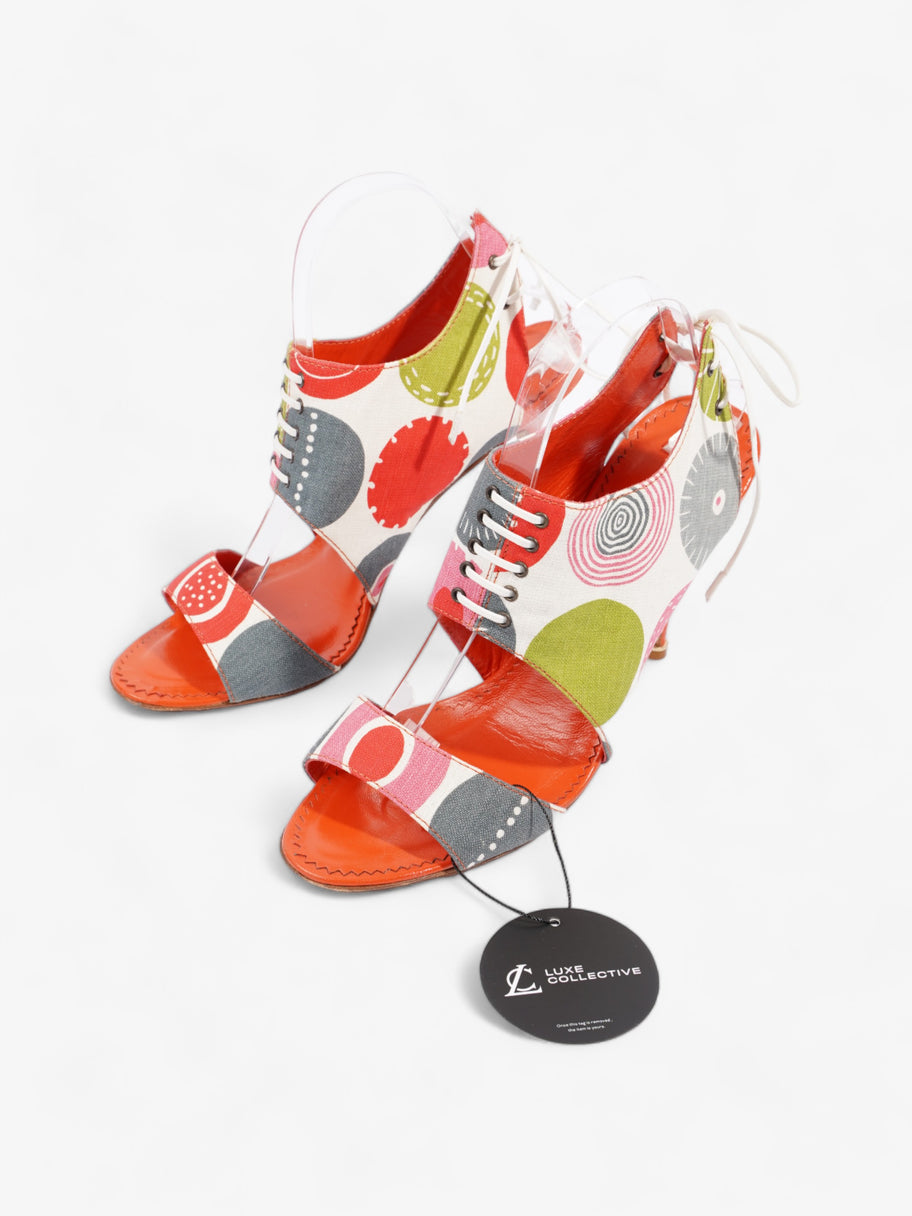 Manolo Blahnik Cut Out Detailed Lace Up Heels 105mm Multicoloured Canvas EU 40.5 UK 7.5 Image 10