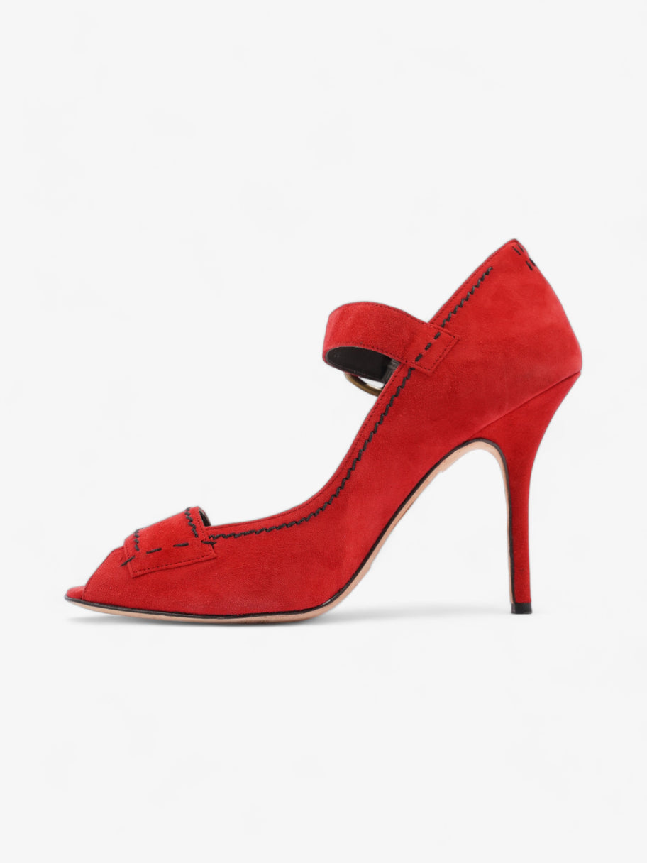 Manolo Blahnik Peep-Toe Mary-Jane Heels 80mm Red Suede EU 39.5 UK 6.5 Image 3