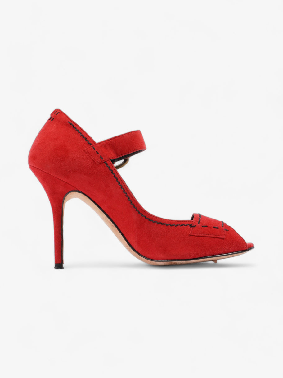 Manolo Blahnik Peep-Toe Mary-Jane Heels 80mm Red Suede EU 39.5 UK 6.5 Image 4