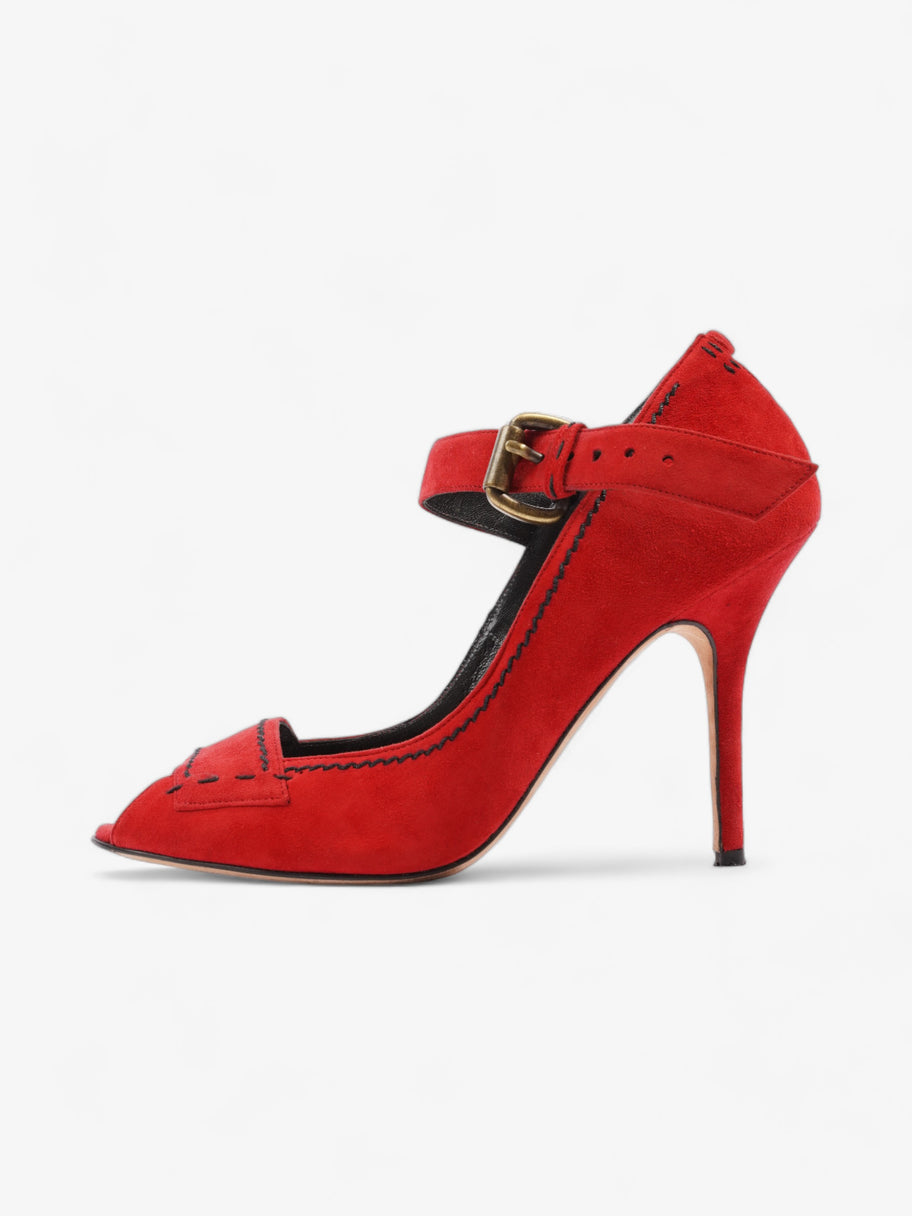 Manolo Blahnik Peep-Toe Mary-Jane Heels 80mm Red Suede EU 39.5 UK 6.5 Image 5