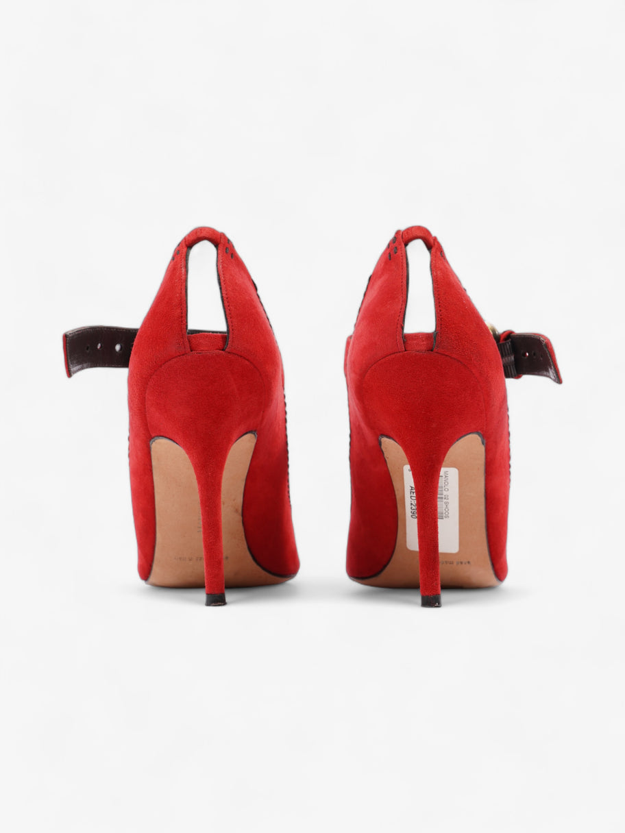 Manolo Blahnik Peep-Toe Mary-Jane Heels 80mm Red Suede EU 39.5 UK 6.5 Image 6