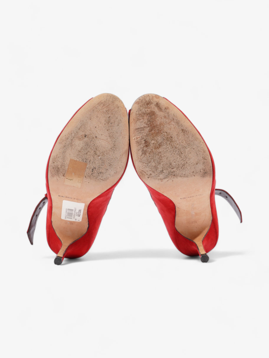 Manolo Blahnik Peep-Toe Mary-Jane Heels 80mm Red Suede EU 39.5 UK 6.5 Image 7