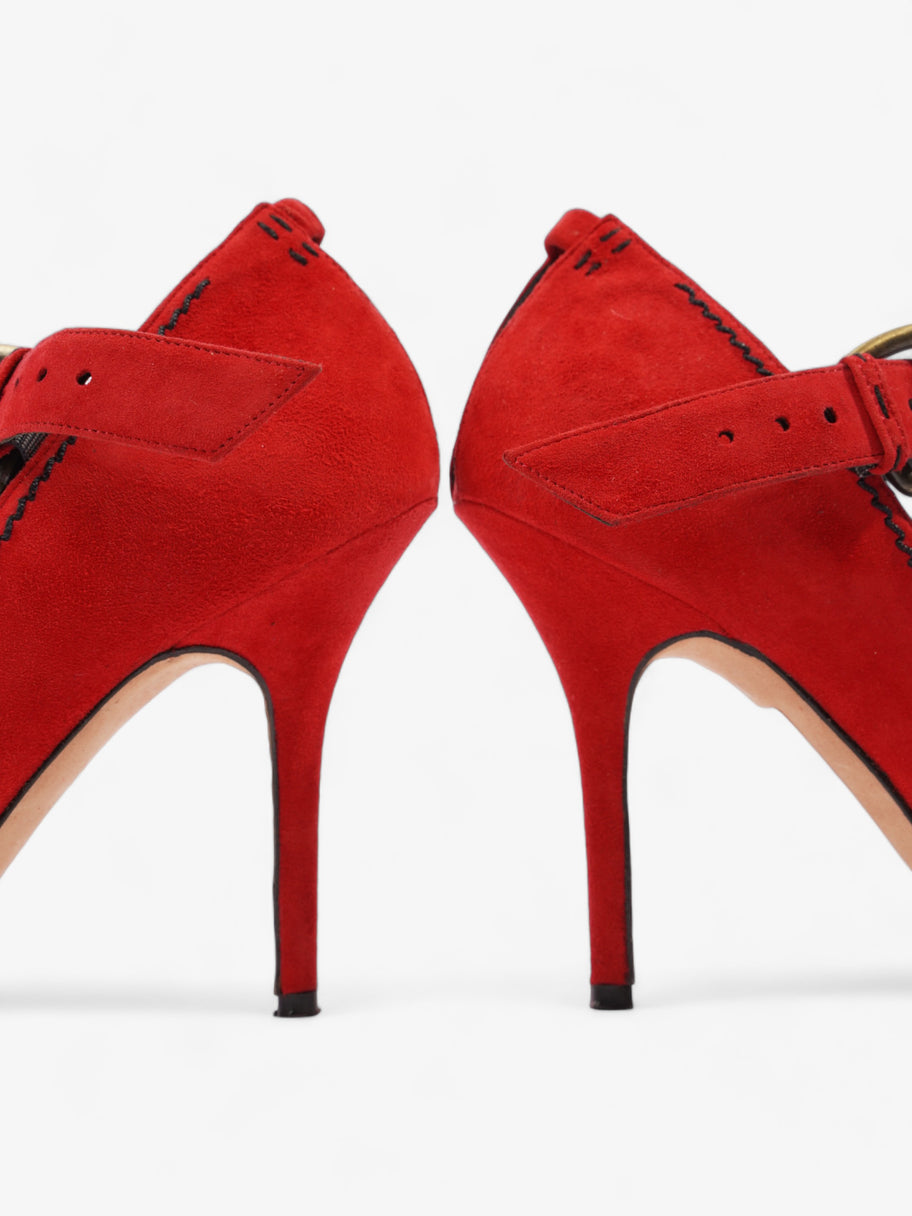 Manolo Blahnik Peep-Toe Mary-Jane Heels 80mm Red Suede EU 39.5 UK 6.5 Image 9