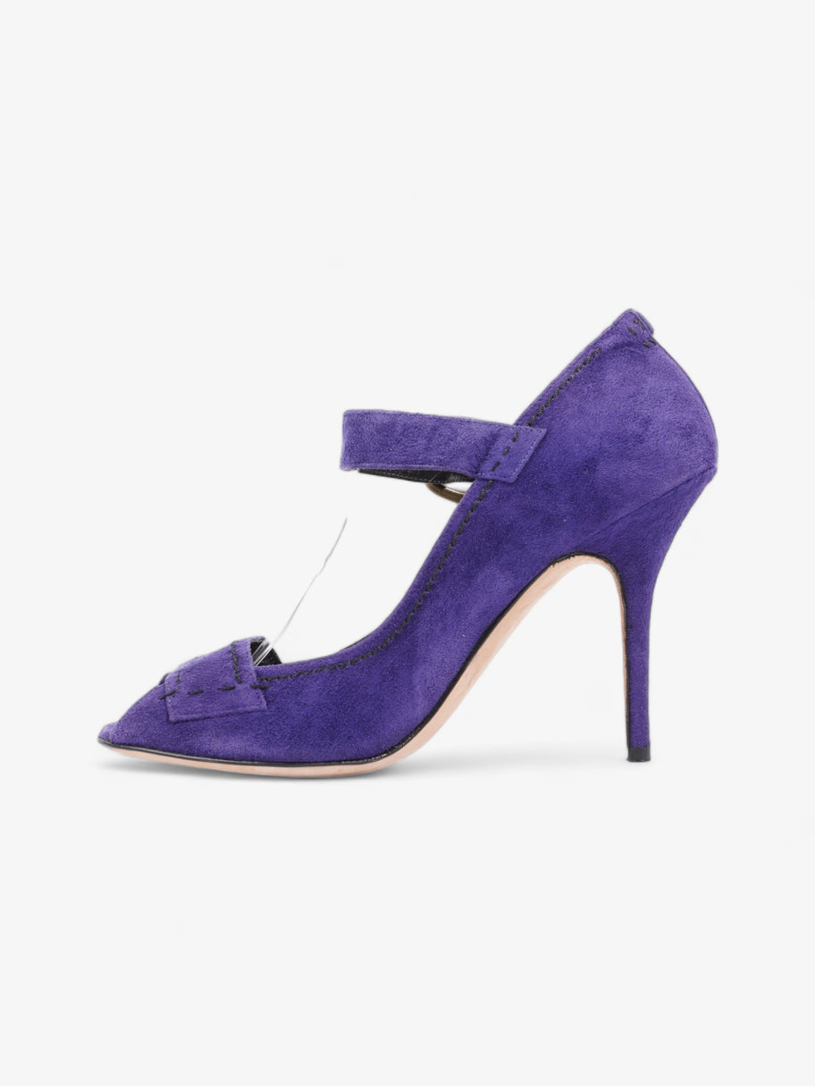 Manolo Blahnik Peep-Toe Mary-Jane Heels 80mm Purple Suede EU 39.5 UK 6.5 Image 3