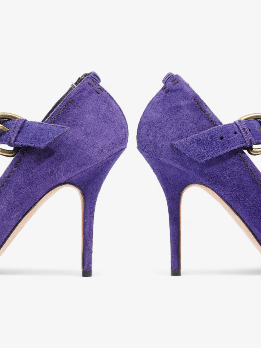 Manolo Blahnik Peep-Toe Mary-Jane Heels 80mm Purple Suede EU 39.5 UK 6.5 Image 9