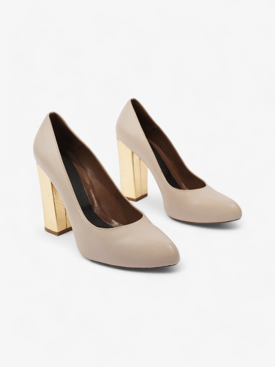 Marni Court Block Heel 95mm Taupe / Gold Leather EU 39.5 UK 6.5 Image 2