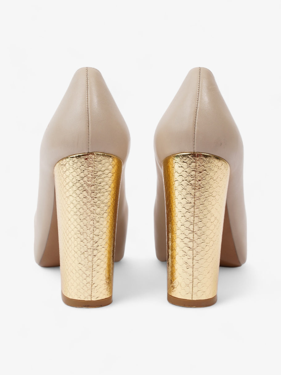 Marni Court Block Heel 95mm Taupe / Gold Leather EU 39.5 UK 6.5 Image 6