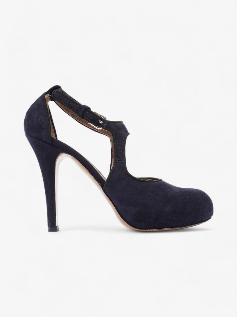  Marni Criss Cross Heels 100mm Navy Blue Suede EU 39 UK 6