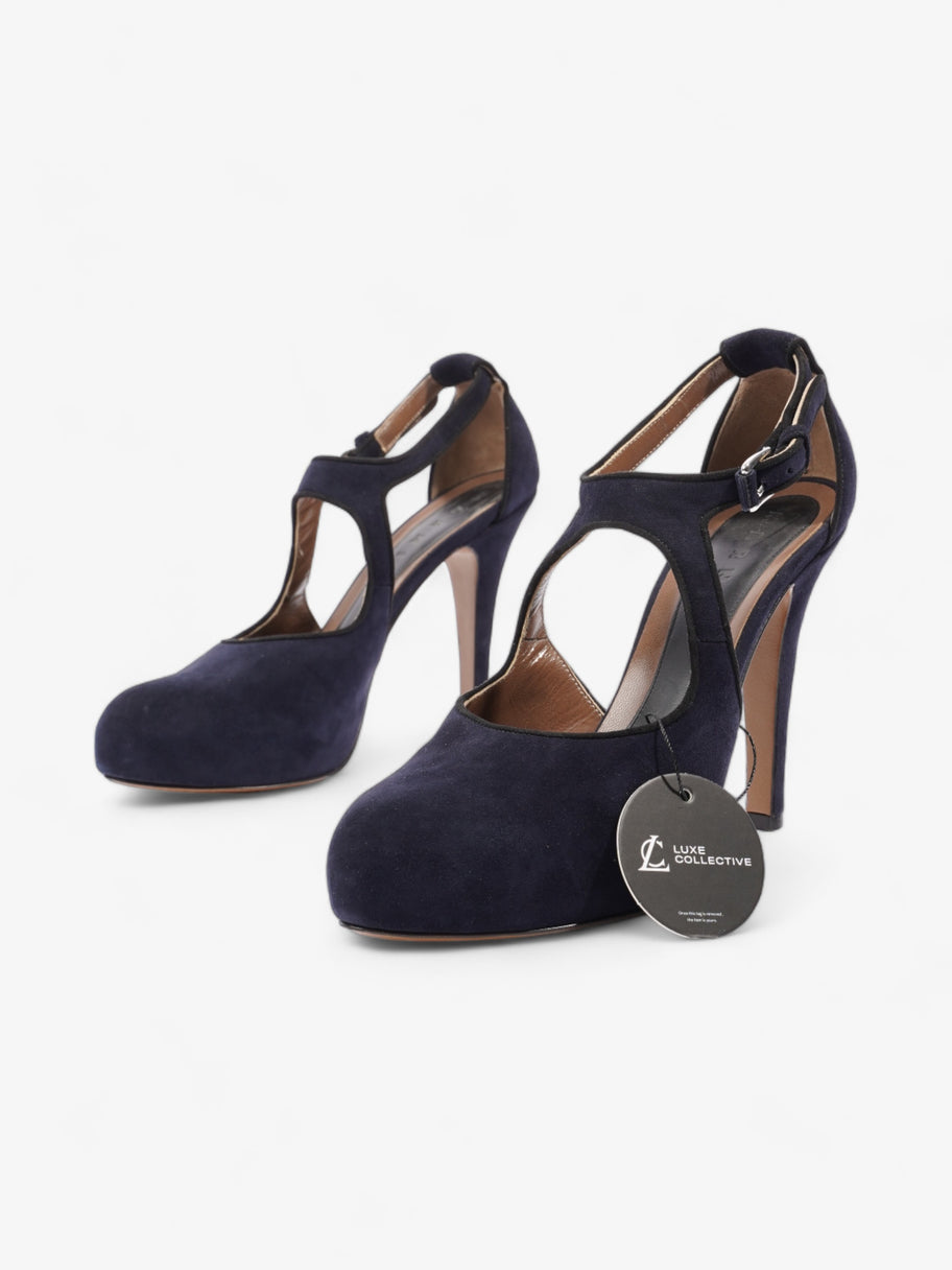 Marni Criss Cross Heels 100mm Navy Blue Suede EU 39 UK 6 Image 10