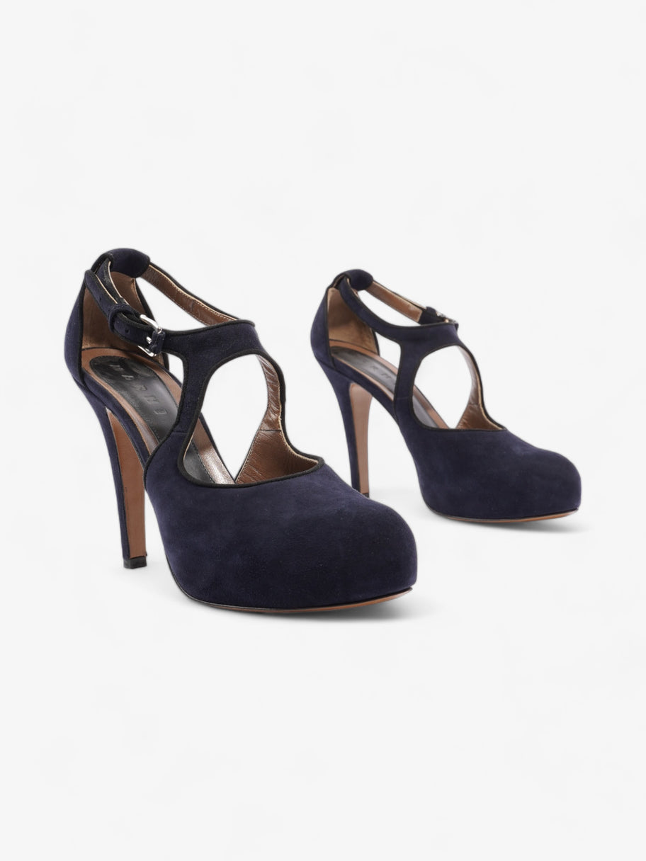 Marni Criss Cross Heels 100mm Navy Blue Suede EU 39 UK 6 Image 2