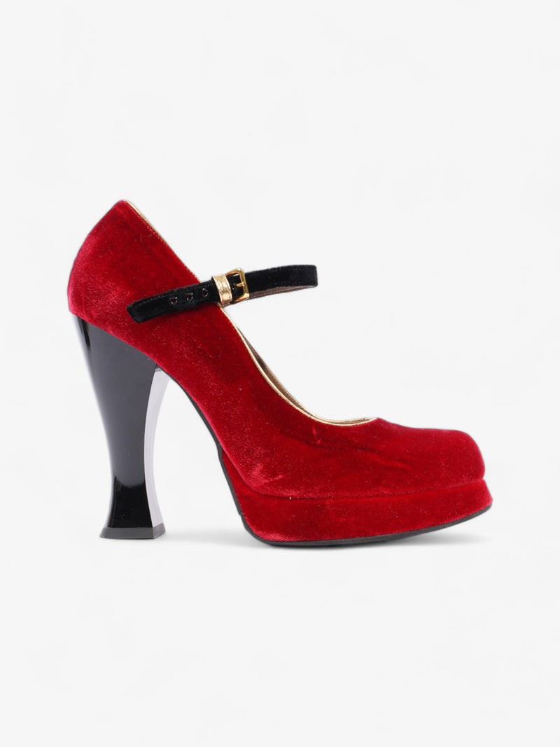  Marni Platform Strap Heel 100mm Red / Black Velvet EU 40 UK 7