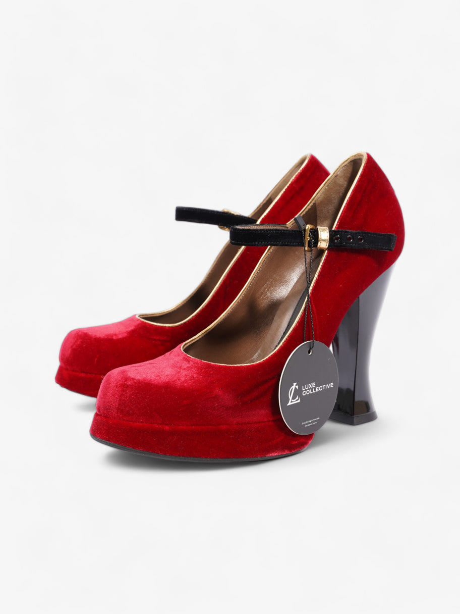 Marni Platform Strap Heel 100mm Red / Black Velvet EU 40 UK 7 Image 10