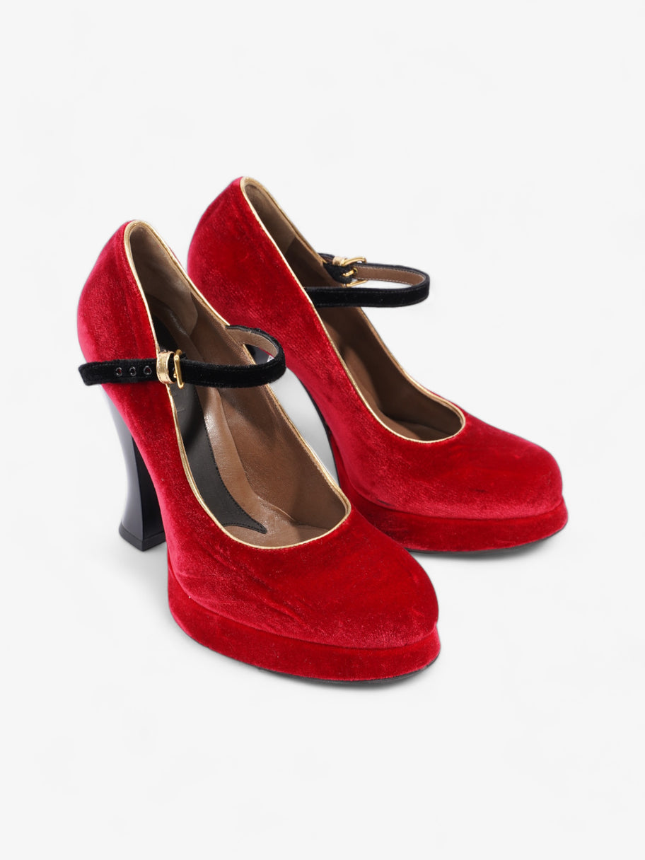 Marni Platform Strap Heel 100mm Red / Black Velvet EU 40 UK 7 Image 2