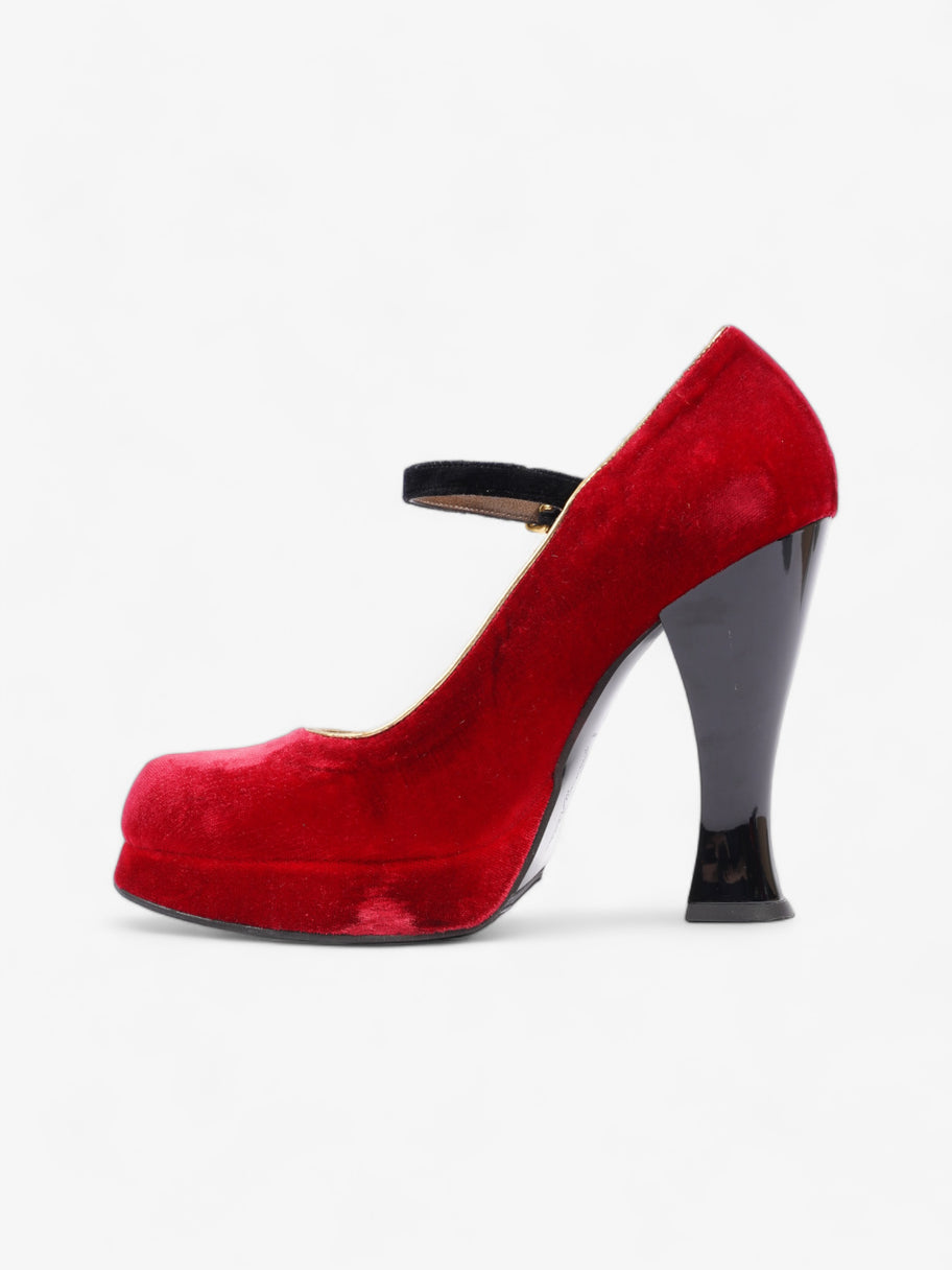 Marni Platform Strap Heel 100mm Red / Black Velvet EU 40 UK 7 Image 3